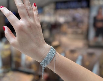 Handwoven Steel Chain Bracelet, Elegant & Casual Jewelry, Adjustable Gold or Silver Tones Wire Cuff, Gift for Women, Minimalist Bracelet
