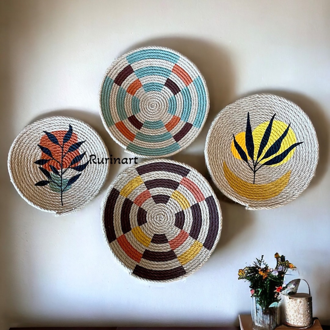 Handmade Woven Wall Basket Set: Pastel Boho Home Decor - Etsy