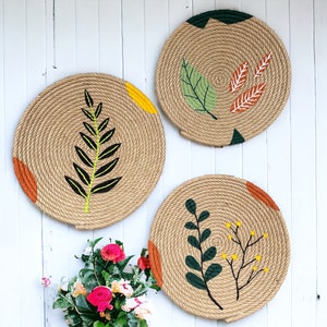 African wall plate, boho wall art, wicker wall baskets, flower wall decor, unique wall basket, home decor, housewarming gift, woven wall art