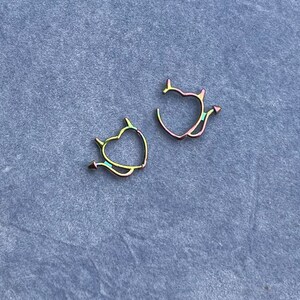 Fake nose piercing, fake nose hoop, heart fake nose ring, Devil nose hoop, fun nose ring