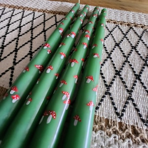 Mushroom toadstool hand painted dinner candles
