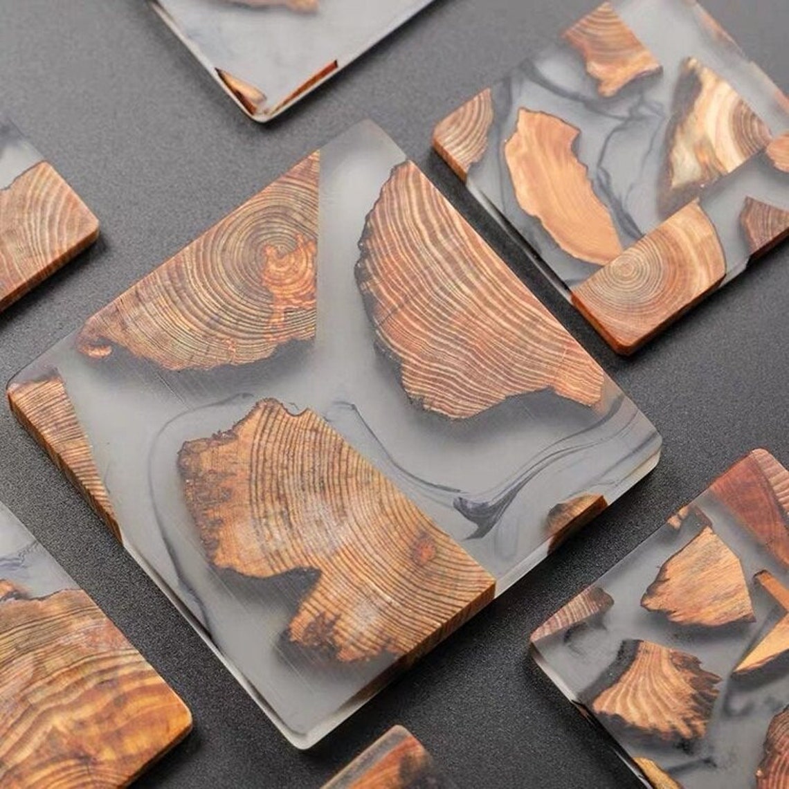 Set of Wood Coaster Resin Coasters Gongfu tea coasters Etsy