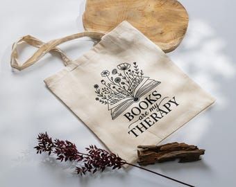 Sac en jute. Les livres sont ma thérapie.