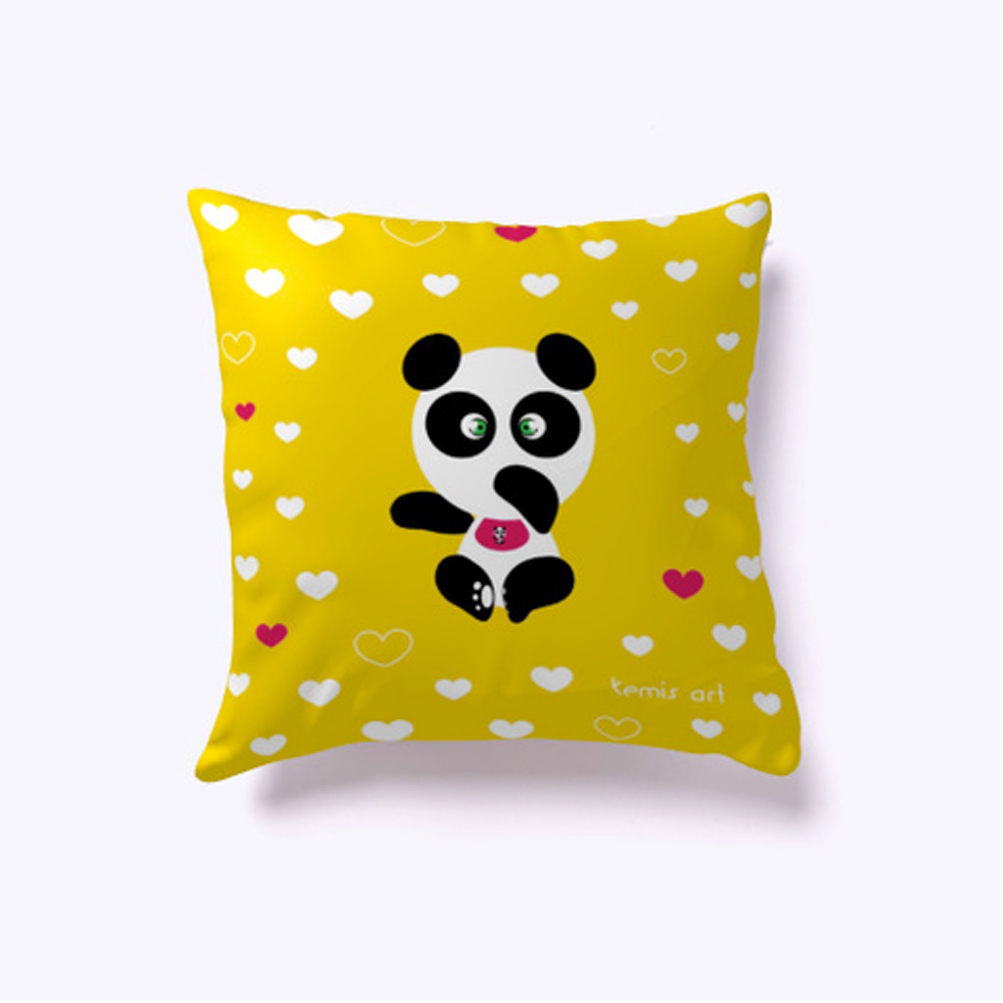 Coussin Nano Panda - Baby Love White Hearts