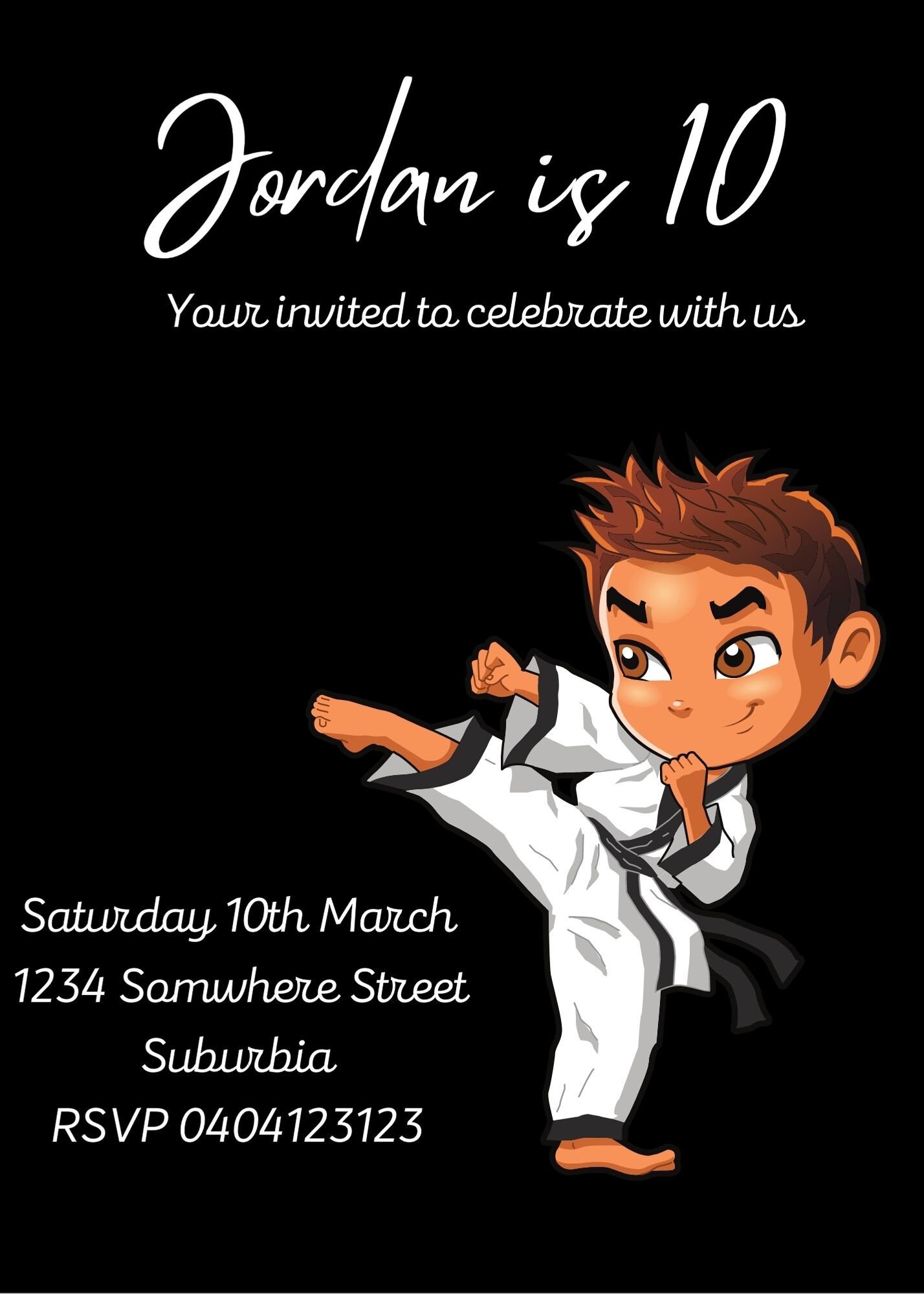 Karate Boy Birthday Invitation Etsy