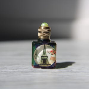 3.6 cm, Empty perfume miniature, Multicolored vintage mini bottle, Decorative vintage miniature, Paris collectible, Paris miniature