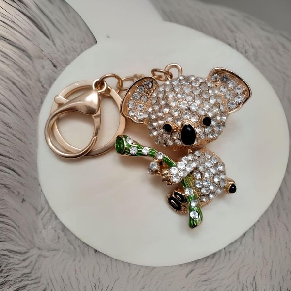 Porte Clés Koala, Attache sac Koala, porte clés Koala tout en strass, porte clés unisexe, idées cadeaux pour elle et lui, anniversaire.