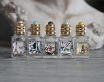 3,6 cm de alto, Botella de perfume de vidrio vacía en miniatura, Torre Eiffel, botella de perfume vacía, botella de vidrio vacía, ideas de regalo para ella