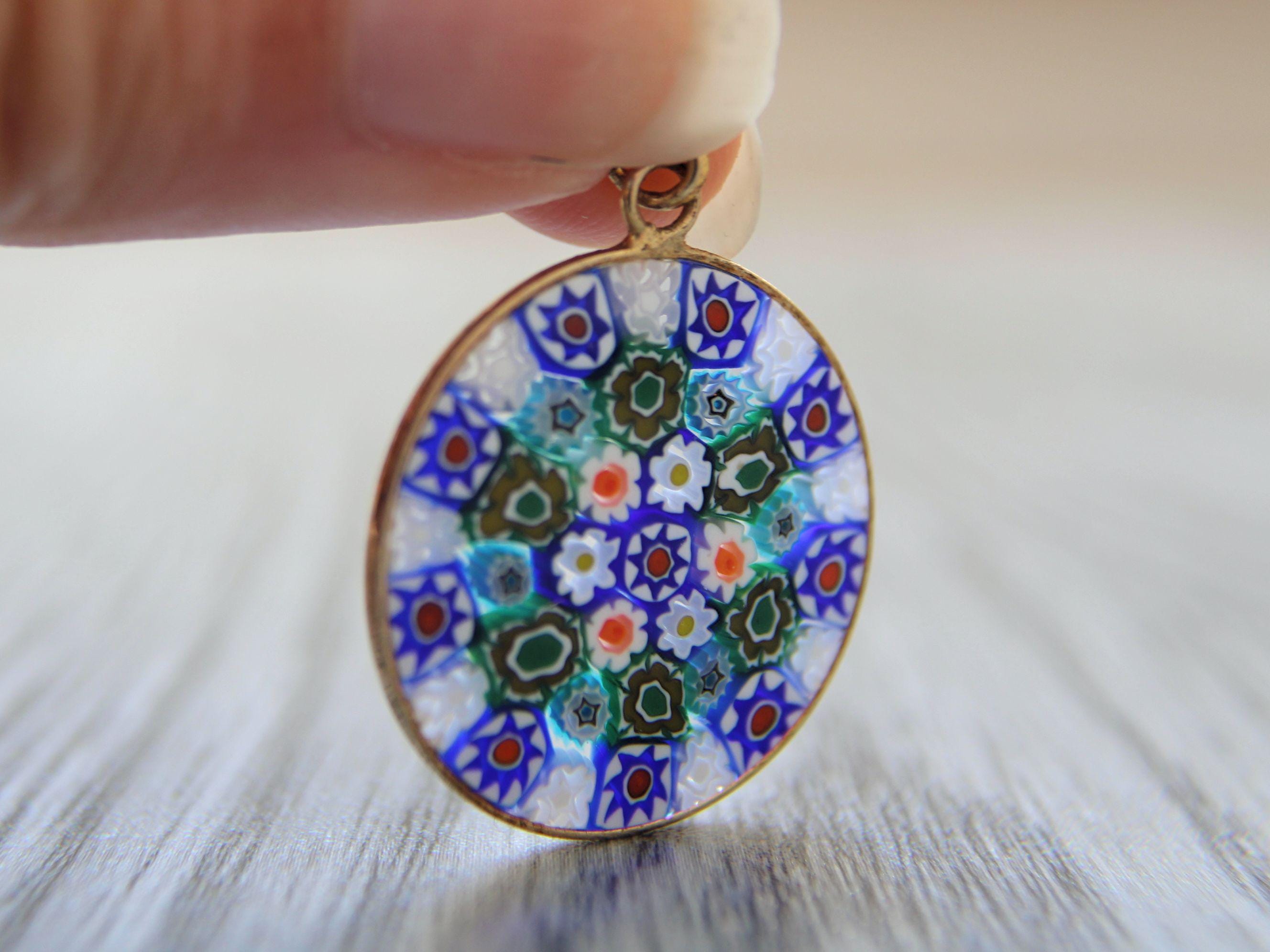 Glass Of Venice Pendentif Millefiori Moyen dans Un Cadre