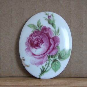 50x40 mm cabochon vintage ancien en porcelaine de Limoges, cabochon en porcelaine, cabochon de Limoges, fabrication Française, la Rose