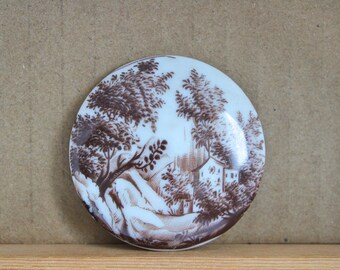 Sepia Porcelain Cabochons, 53 mm, Antique Landscape Decor
