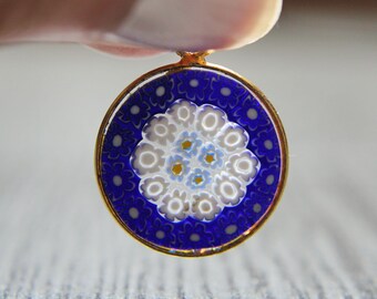 Pendentif Murine Millefiori En Verre De Murano Plaqué Or - Diamètre 1,9 Cm