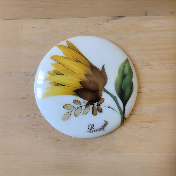 Cabochon, porcelaine, 45mm, porcelaine française, breloque cabochon, porcelaine céramique, diy, tournesol, porcelaine française Limoges