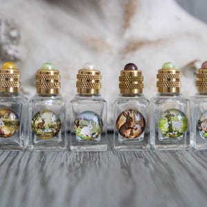 Frasco de perfume de vidrio vacío en miniatura de 3,6 cm de alto, mini frasco de conejo, frasco de perfume vacío, botella de vidrio vacía, ideas para regalos