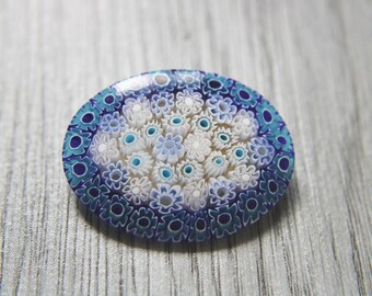 Broche Vintage Murano Multifiori - Verre De Venise - 4.3 Cm - Occasion Très Bon état