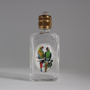 5.8 cm tall, Empty perfume miniature, Parrots, empty perfume bottle, empty glass bottle, perfume for her, gift ideas