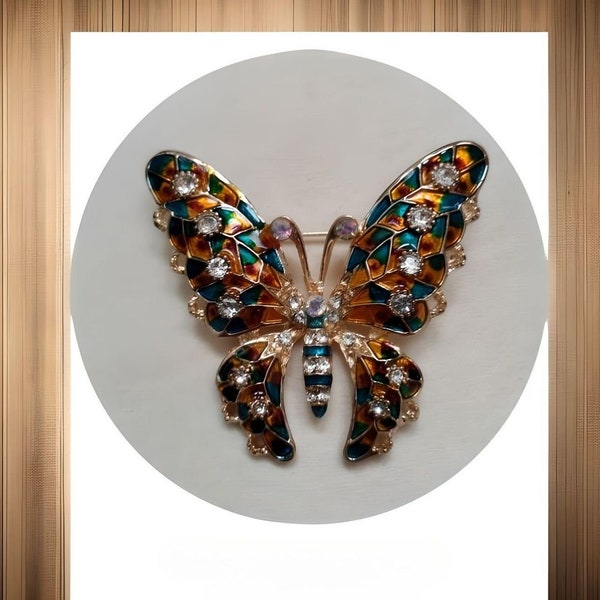 Broche papillon, broche en émail et strass, Broche papillon 5 cm livré dans un pochon, accessoire de veste pour elle, idées cadeaux