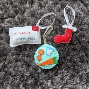 Handmade Felt Santa Accent Christmas Decorations - Set of 3