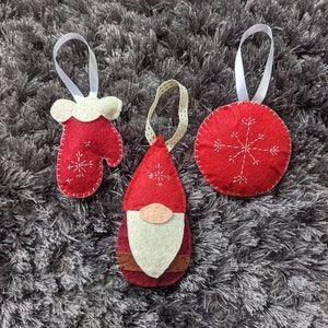 Handmade Felt Folk Christmas Decorations - Set of 3
