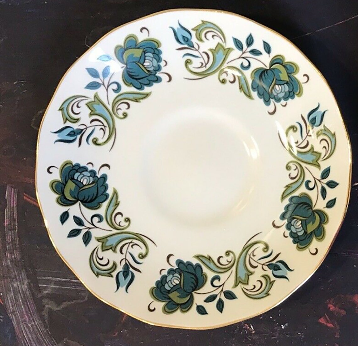 Vintage Tea Cup and Saucer Collectible England Blue Handmade Etsy