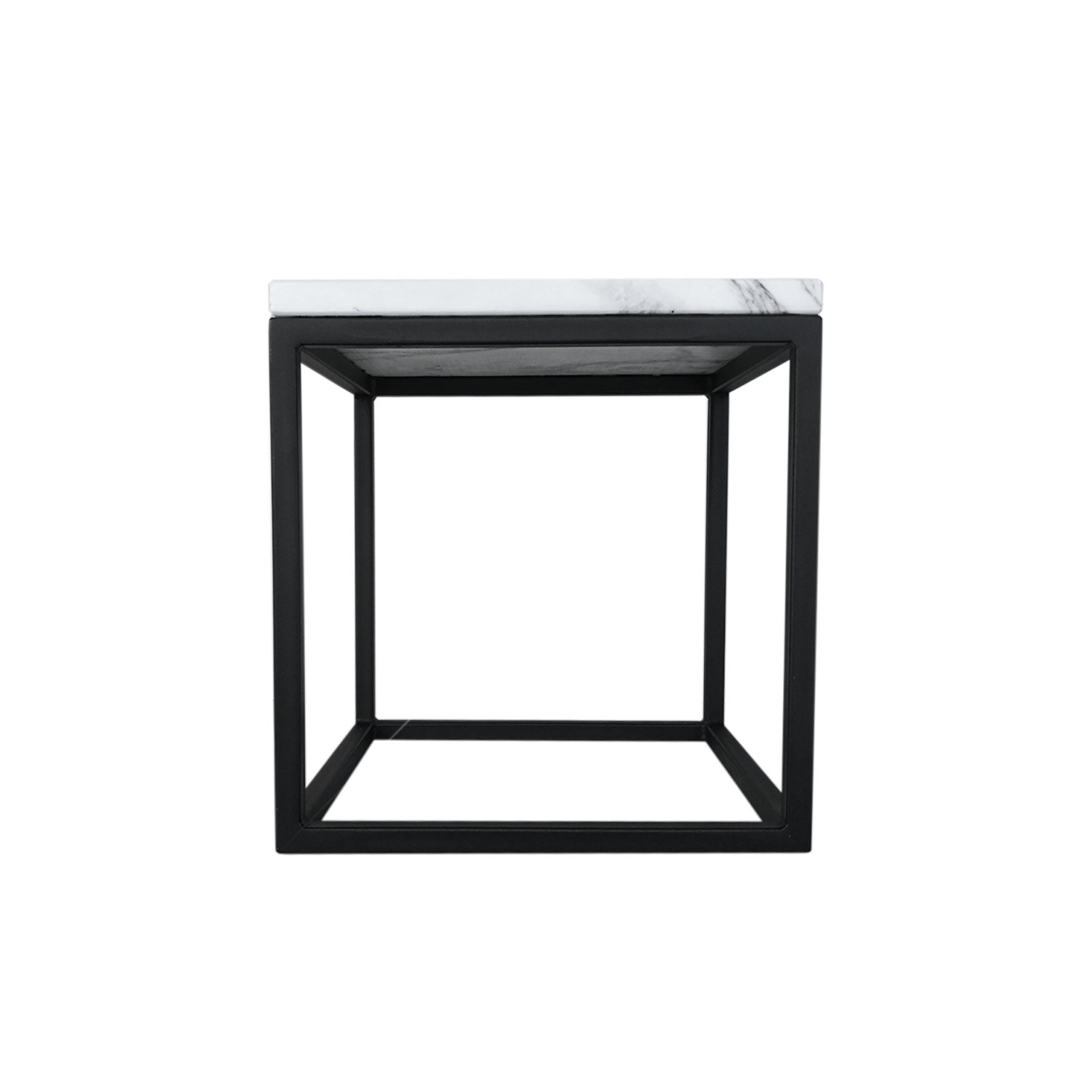 White Marble Side Table, Small Square Coffee Table With Natural Carrara