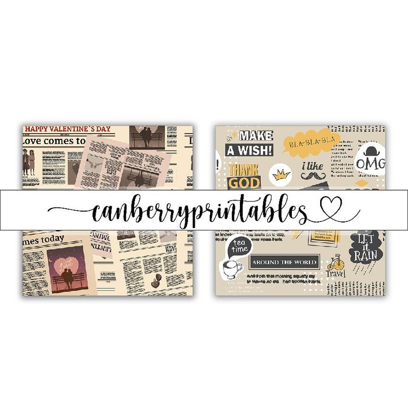30 Newspaper Vintage, Newspaper Paper Pack, Printable Grunge Paper Pack ...
