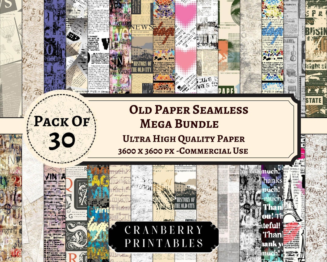 30 Antique Paper Ephemera, Vintage Textures With Old Newspapers Antique