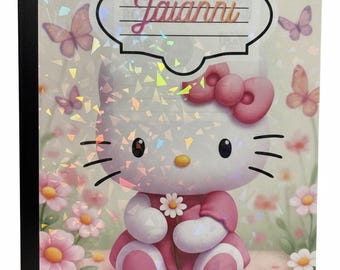 Individuelles Kawaii Notizbuch: Breit liniert, Holographisch Glitzer