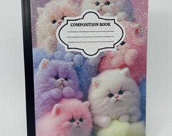 Niedliches Katzen Notizbuch, liniert, Glitter Cover