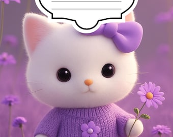 Notizbuch mit Kawaii-Katze, liniert, Glitzereinband