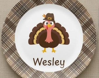 Personalized Child Thanksgiving Plate - Unbreakable, Microwave Safe