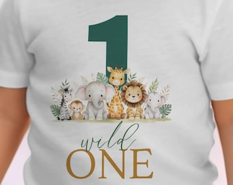Wild One First Birthday Safari Animal T-Shirt