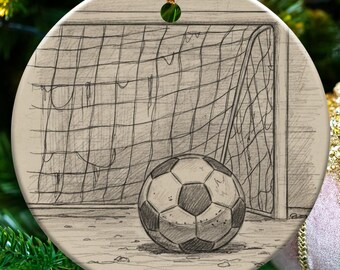 Personalized Soccer Ornament, Custom Football Ball Goal Net Christmas Decoration, Athlete Team Coach Gift, Sports Fan Decor