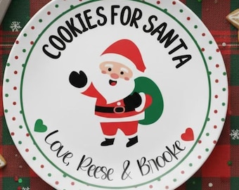 Personalized Santa Cookie Plate – Child’s Family Keepsake, Reusable Christmas Plate