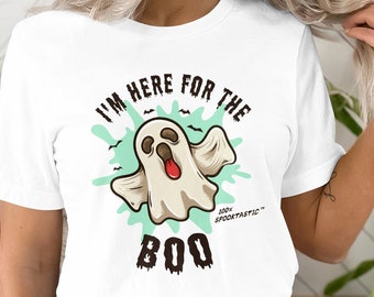 I'm Here for the Boo, Halloween Shirt Women, Funny Halloween Shirt, Ghost Shirt Women, Halloween T Shirt, Cute Ghost Tee