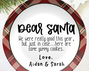 Personalized Santa Cookie Plate – Child’s Family Keepsake, Reusable Christmas Plate - Unbreakable - Kid Safe