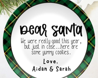 Personalized Santa Cookie Plate – Child’s Family Keepsake, Reusable Christmas Plate - Unbreakable - Kid Safe