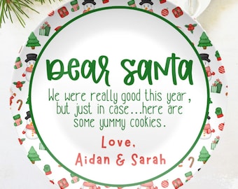 Personalized Santa Cookie Plate – Child’s Family Keepsake, Reusable Christmas Plate - Unbreakable - Kid Safe