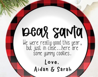 Personalized Santa Cookie Plate – Child’s Family Keepsake, Reusable Christmas Plate - Unbreakable - Kid Safe