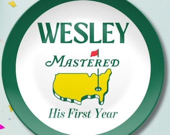 Personalized Golf Mastered First Year Smash Cake Plate  • Mastered His First Year Name Plate for Baby Boy • First Birthday Golf Keepsake
