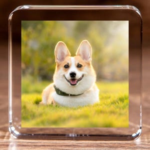 Custom Crystal Photo Square – Upload Your Dog or Loved One&#39;s Picture