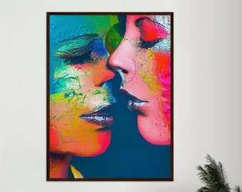 Rainbow Kiss: A Celebratory Portrayal of Love and Connection, Lesbian Art, Lesbian Gifts, Gay Pride