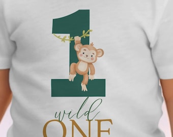 Wild One First Birthday Safari Monkey T-Shirt