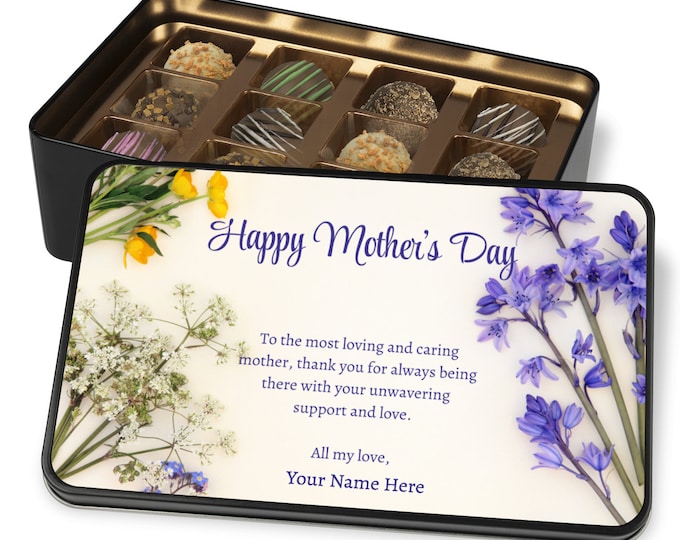 Chocolate Truffles ,Mother's Day Wild Flowers ,Chocolate Truffle Keepsake Box, Chocolate Gift Box, Custom Chocolate Gift, Artisan Chocolate
