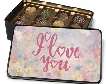 Chocolate Truffles I Love You Butterfly Truffle Box - Assorted Flavors in Charming Keepsake Tin - Chocolate Gift Box - Handmade Chocolates