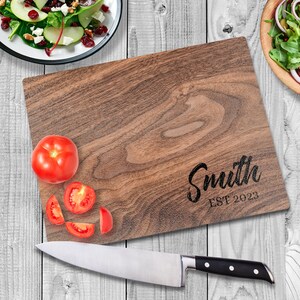Charcuterie Board Personalized Serving Board, Tempered Glass Cutting Board, Faux Wood Design, Cheese Board Engagement Bridal Shower Gift