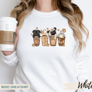 Pug Shirt, Cute Pug Love Gift, Black Pug Shirt, Coffee Lover Shirt, Gift for Pug Dog Mom