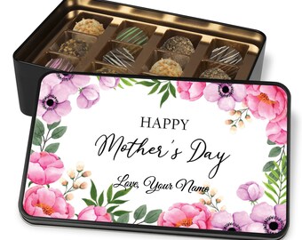 Decadent Handmade Chocolate Truffles Personalized Keepsake Tin, Mothers Day Chocolate Gift, Chocolate Truffles for Mom, Chocolate Gift