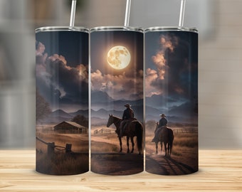 Western Cowboy Cowgirl 20 oz Insulated Skinny Tumbler with straw  Cowgirl Tumblers