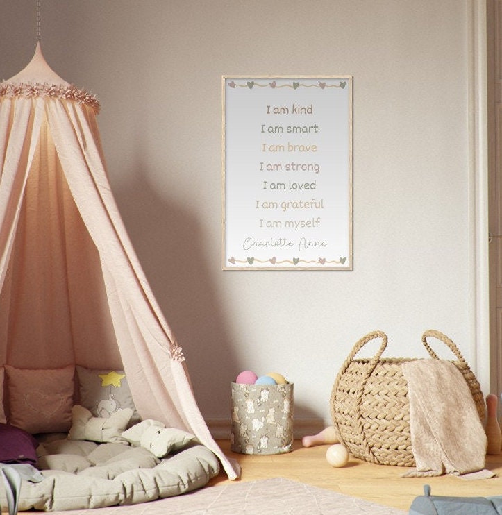 Affirmations Walls Art for Child, Kids Room Wall Decor, Girls Positive ...